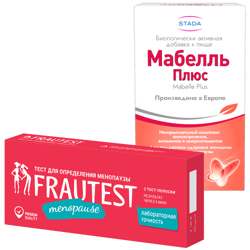 Набор: Тест для определения менопаузы FRAUTEST 2 шт.+ Мабелль Плюс N90 табл п/о по 1200 мг 