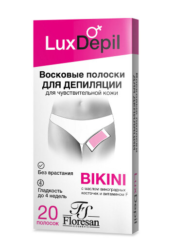 Купить Floresan lux depil восковые полоски для депиляции области бикини и подмышек 20 шт. цена