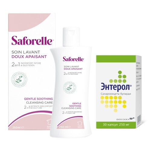Набор САФОРЕЛЬ БЕРЕЖНОЕ ОЧИЩЕНИЕ 250МЛ + ЭНТЕРОЛ №30 ФЛАКОН со скидкой