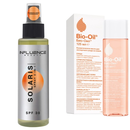 Набор Iinfluence beauty спрей для лица с спф30 110мл и Bio-oil масло косметическое 125мл