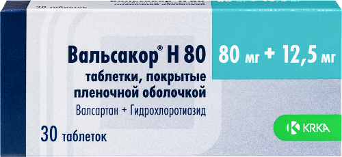 Купить Вальсакор н 80 80 мг + 12,5 мг 30 шт. таблетки, покрытые пленочной оболочкой цена
