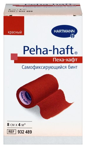 Купить Бинт эластичный фиксирующий самофиксирующийся peha-haft/пеха-хафт 8 смх4 м/красный цена