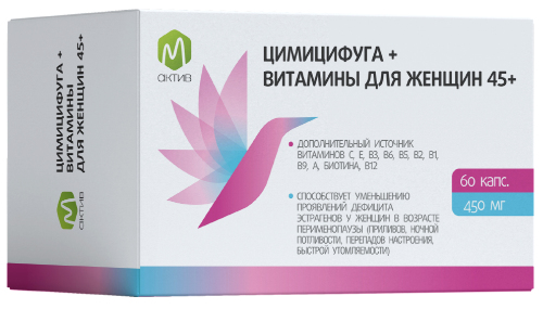 Купить М актив цимицифуга+ витамины для женщин 45+ 60 шт. капсулы массой 450 мг/мелодия здоровья цена