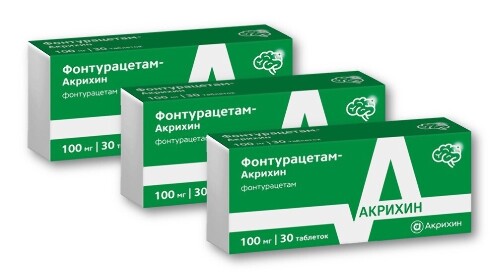 НАБОР ФОНТУРАЦЕТАМ-АКРИХИН 100МГ N30 ТАБЛ закажи 3 упаковки со скидкой