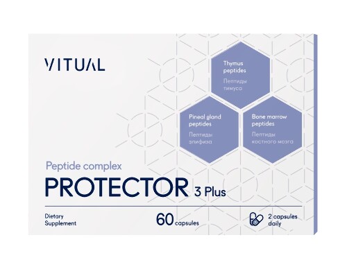Купить Vitual комплекс пептидов протектор 3 плюс 60 шт. капсулы массой 0,215 г цена