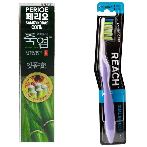 Набор Perioe зубная паста с бамбуковой солью д/проф проблем с деснами 120,0 + Reach зубная щетка массаж десен /средняя/