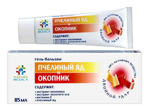 Natura medica гель-бальзам для суставов разогревающий пчел яд и окопник 85 мл