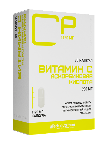 Atech nutrition витаминс с аскорбиновая кислота 30 шт. капсулы массой 1120 мг