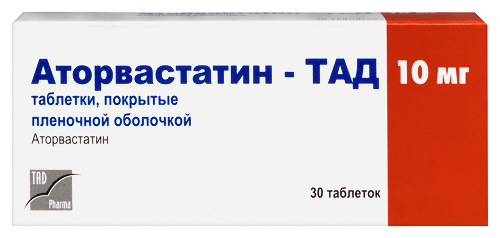 Купить Аторвастатин-тад 10 мг 30 шт. таблетки, покрытые пленочной оболочкой цена