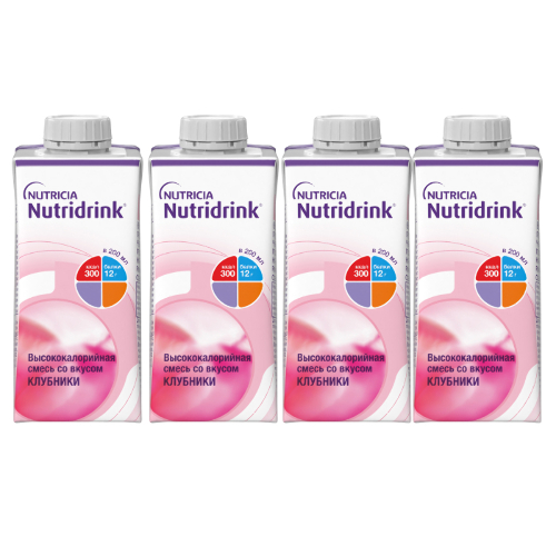 Набор белковое питание 4 уп Нутридринк клубники 200 мл со скидкой 10%