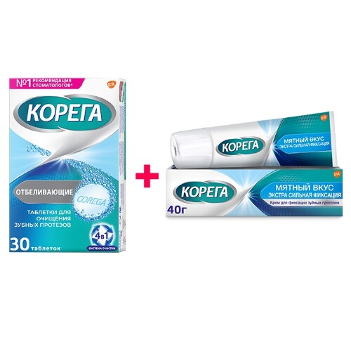 Купить Корега отбеливающие таблетки для очищения зубных протезов 30 шт. цена