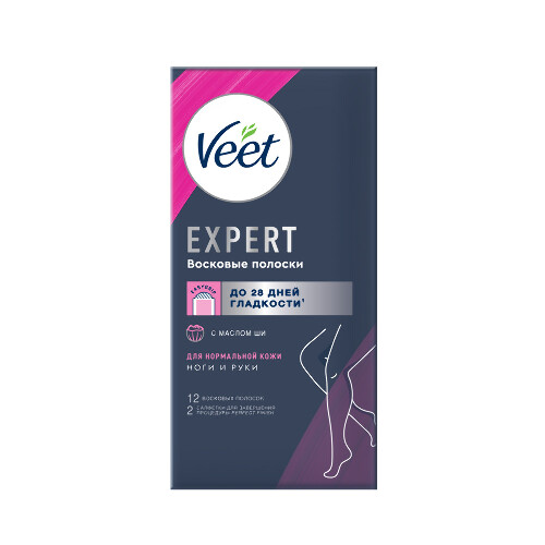 Veet expert восковые полоски для нормальной кожи 12 шт.