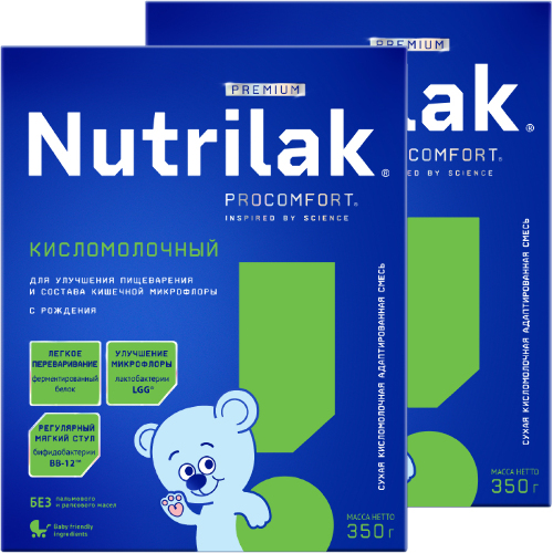 Набор из 2х уп NUTRILAK PREMIUM КИСЛОМОЛОЧНЫЙ СМЕСЬ СУХАЯ АДАПТИР 350,0 по спец.цене
