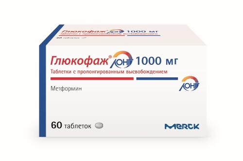 Глюкофаж лонг 1 гр 60 шт. таблетки с пролонгированным высвобождением