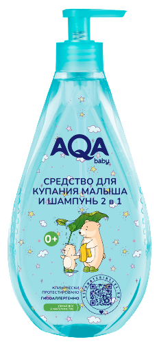 Aqa baby средство для купания малыша и шампунь 2 в 1 400 мл/дозатор