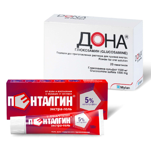 Набор для суставов: Дона порошок®, 20 шт. + Пенталгин Экстра-гель, 100 гр. со скидкой!