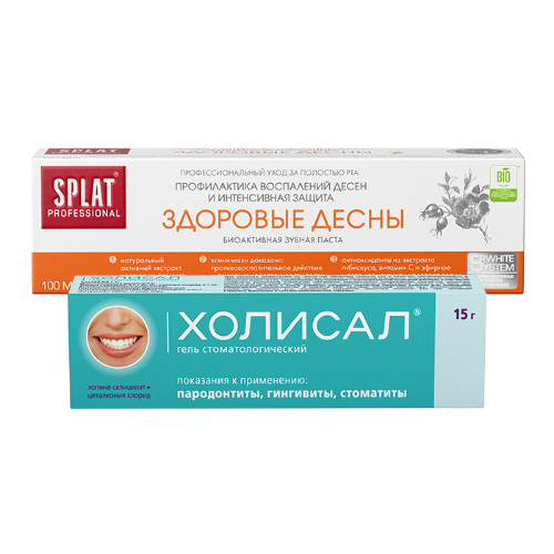 Набор Холисал 15 гр стоматологический гель + Сплат professional зубная паста здоровые десны 100мл со скидкой