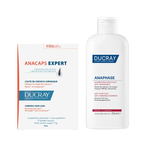 Набор DUCRAY: ANAPHASE ШАМПУНЬ ПРОТИВ ХРОНИЧЕСКОГО ВЫПАДЕНИЯ И ИСТОНЧЕНИЯ ВОЛОС 200МЛ + АНАКАПС ЭКСПЕРТ N30 КАПС ПО 569МГ