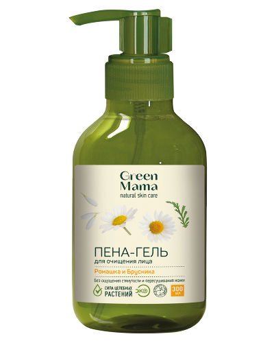 Green mama формула тайги пена-гель для очищения лица ромашка и брусника 300 мл