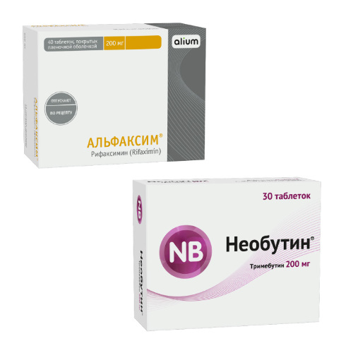 Набор для лечения боли и спазма в животе Альфаксим таб. 200 мг. №40 + Необутин таб. 200 мг №30 со скидкой