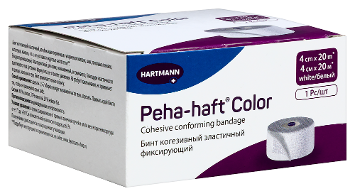 Бинт peha-haft color 4 смх20 м/белый когезивный эластичный фиксирующий