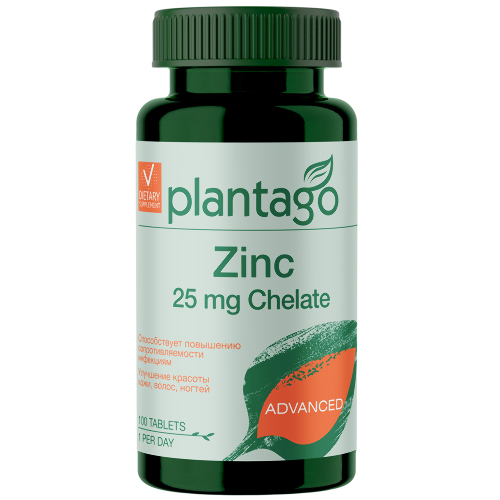 Купить Plantago цинк хелат (zn) 25 мг 100 шт. таблетки цена