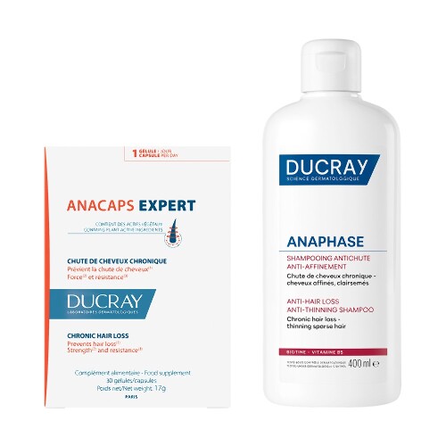 Набор DUCRAY: ANAPHASE ШАМПУНЬ ПРОТИВ ХРОНИЧЕСКОГО ВЫПАДЕНИЯ И ИСТОНЧЕНИЯ ВОЛОС 400МЛ + АНАКАПС ЭКСПЕРТ N30 КАПС ПО 569МГ