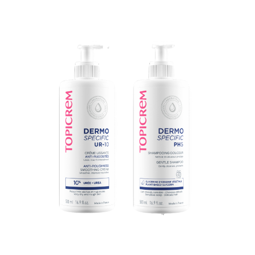 Набор Топикрем Dermo Specific UR-10 крем смягчающий  для огрубевшей кожи 500мл + шампунь  500мл со скидкой