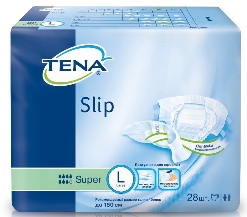 Купить TENA SLIP SUPER ПОДГУЗНИКИ ДЛЯ ВЗРОСЛЫХ L ОБХВАТ ТАЛИИ/БЕДЕР ДО 150СМ N28 цена
