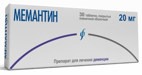 Мемантин 20 мг 30 шт. таблетки, покрытые пленочной оболочкой