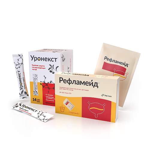 Набор при цистите Рефламейд 3 мг 1 пакет порошок + Уронекст 14 шт. пакет-саше массой 2,6 г порошок/для детей и взрослых