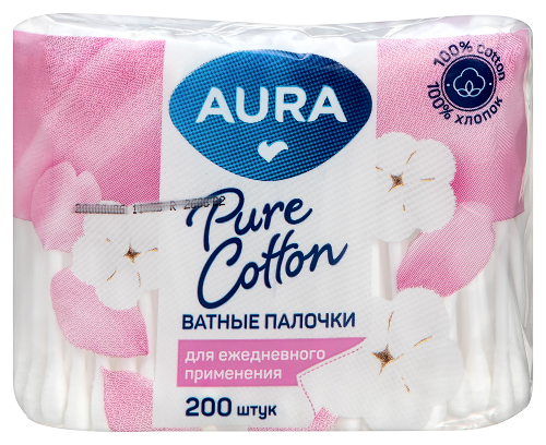 Aura ватные палочки 200 шт. п/э