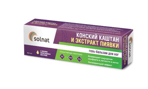Купить Solnat гель-бальзам для ног конский каштан и экстракт пиявки 100 мл цена