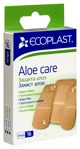 Ecoplast пластырь медицинский полимерный (набор) aloe care 16 шт.