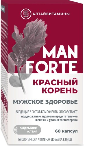 Купить Красный корень man forte мужское здоровье алтайвитамины 60 шт. капсулы массой 436 мг цена
