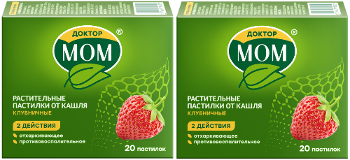 Набор - ДОКТОР МОМ® 20 шт х 2, пастилки (таблетки) от кашля, вкус клубника