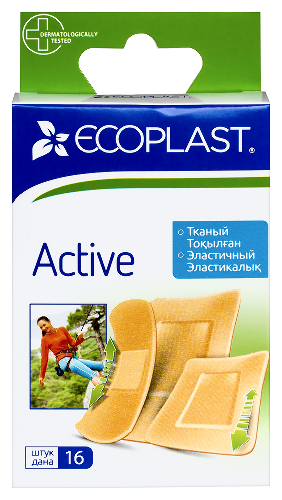 Ecoplast пластырь медицинский тканый (набор) active 16 шт.