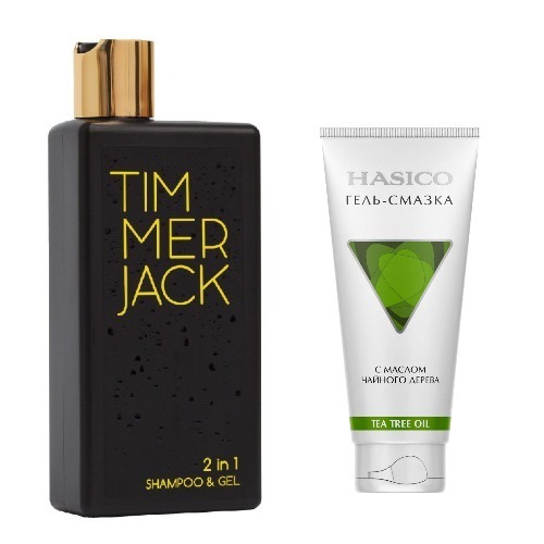 Набор из 2х средств HASICO: Мужской шампунь-гель для душа 2 в 1 400 мл+ГЕЛЬ-СМАЗКА С МАСЛОМ ЧАЙНОГО ДЕРЕВА 100МЛ