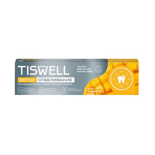 Tiswell зубная паста энзимная отбеливающая с каолином вкус манго 110 гр