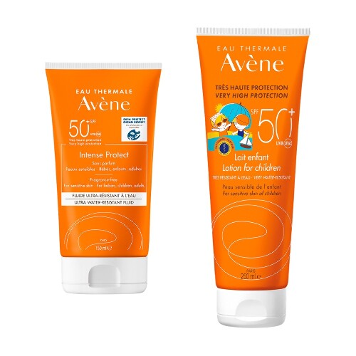 Набор AVENE: INTENCE PROTECT ФЛЮИД СОЛНЦЕЗАЩИТ УЛЬТРА-ВОДОСТОЙКИЙ SPF50+ 150МЛ + СОЛНЦЕЗАЩИТ ДЕТСКОЕ МОЛОЧКО SPF50+ 250МЛ