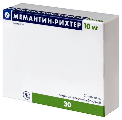 Мемантин-рихтер 10 мг 30 шт. таблетки, покрытые пленочной оболочкой
