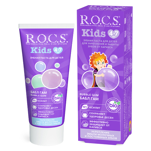 Купить Rocs зубная паста kids бабл гам со вкусом жевательной резинки 45 гр цена