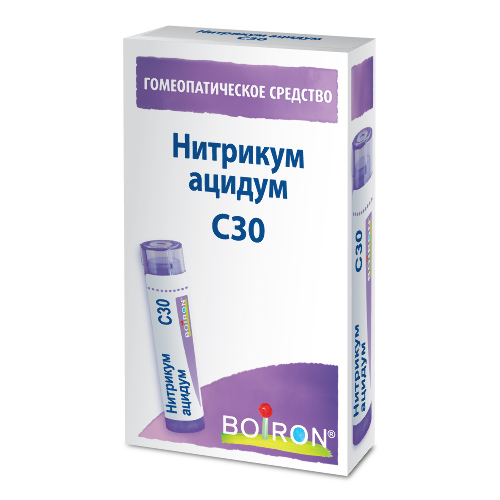 Купить Нитрикум ацидум с30 гомеопатический монокомпонентный препарат минерально-химического происхождения 4 гр гранулы гомеопатические цена