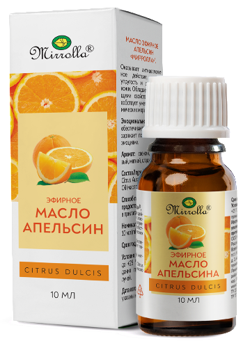 Купить Mirrolla масло эфирное апельсин 10 мл флакон в индивидуальной упаковке цена