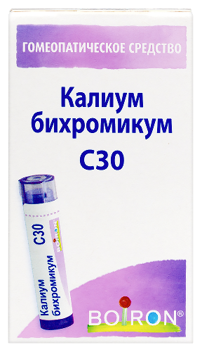 КАЛИУМ БИХРОМИКУМ С30 ГОМЕОПАТ МОНОКОМП ПРЕПАРАТ МИНЕРАЛ-ХИМИЧ ПРОИСХОЖД