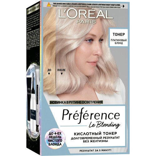 Loreal paris preference тонер кислотный в наборе/тон платиновый блонд
