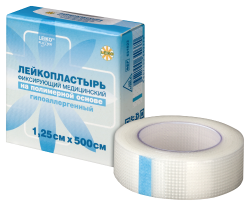 Лейкопластырь leiko (лейко) фиксирующий медицинский на полимерной основе гипоаллергенный 1,25х500 см