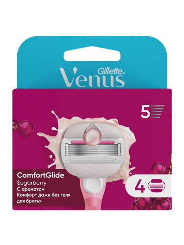 Gillette venus komfortglide sugarberry кассеты сменные для безопасных бритв 4 шт.