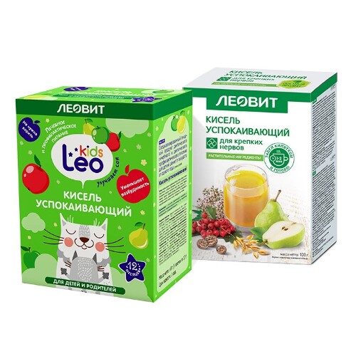 Набор ЛЕОВИТ кисели успокаивающие: кисель диетический + LEO KIDS кисель детский