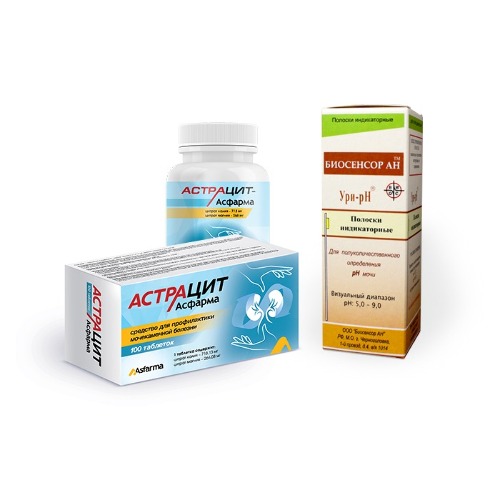 Набор из 1 уп Астрацит-Асфарма табл 1500 мг №100 и 1 уп Полоски индикаторные Ури-рН №50 по спец.цене